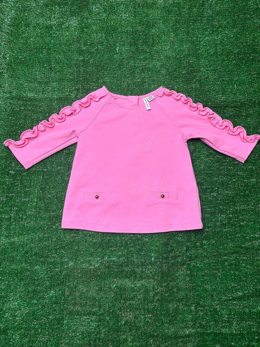 Janie and Jack Pink Ruffle Shoulder Long Sleeve Top 18-24 Months